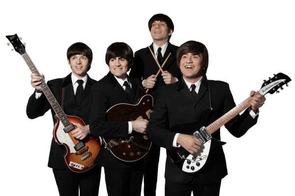 Beatles tribute musicians posing with instruments | Altus Entertainment